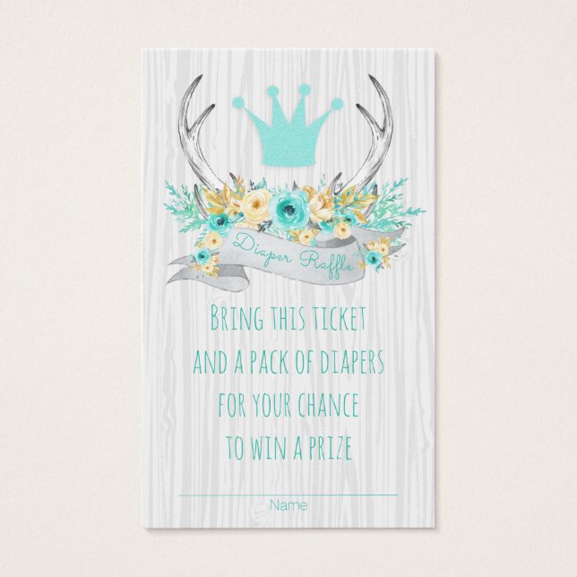 Boho Princess Antler Tribal Diaper Raffle Tickets (Front)