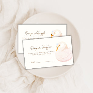 Boho Princess Swan Girl Diaper Raffle Baby Shower Enclosure Card