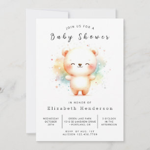 Boho Printable Bear Baby Shower Invitation