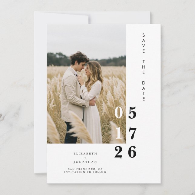 Boho Printable Whimsical Unique Wedding Save The Date (Front)