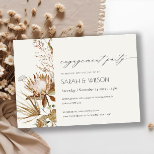 Boho Protea Dried Palm Floral Engagement Invite