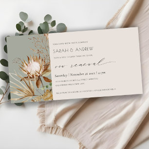 Boho Protea Dry Palm Floral Vow Renewal Invite