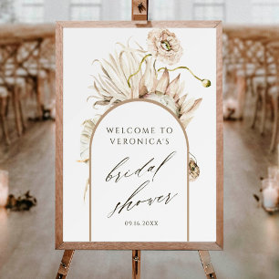 Boho Protea Pampas Grass Bridal Shower Welcome  Poster