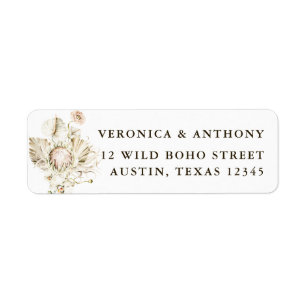 Boho Protea Pampas Grass Floral Return Address Label