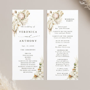 Boho Protea Pampas Grass Floral Wedding Ceremony Program