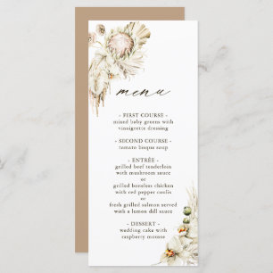 Boho Protea Pampas Grass Floral Wedding Menu