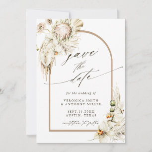 Boho Protea Pampas Grass Floral Wedding Photo Save The Date