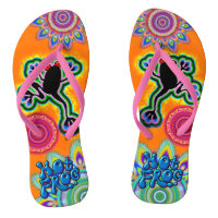 Boho psychedelic hot frog Flip Flops