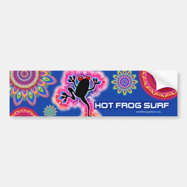 Boho psychedelic hot frog SURF bumper STICKER 3 (Front)