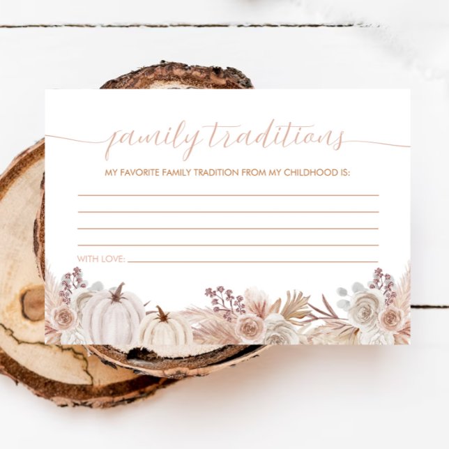 Boho Pumpkin Baby Shower Family Traditions Card (Creator Uploaded)