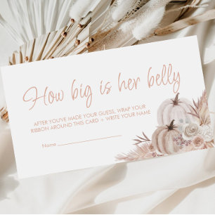 Boho Pumpkin Baby Shower How Big Is Her Belly Card