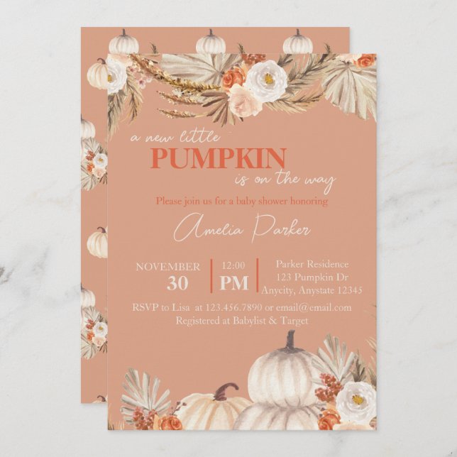 Boho Pumpkin Baby Shower invitation (Front/Back)