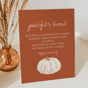 Boho Pumpkin Baby Shower Pacifier Hunt Game Pedestal Sign