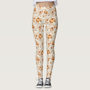 Boho Pumpkin Doodle Fall Seamless Leggings