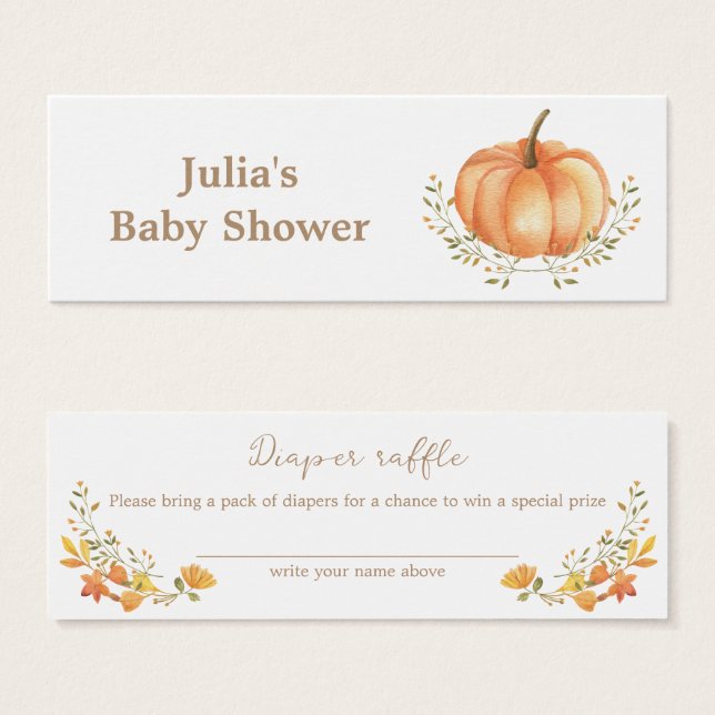 Boho Pumpkin Fall Autumn Baby Shower Diaper Raffle (Front & Back)