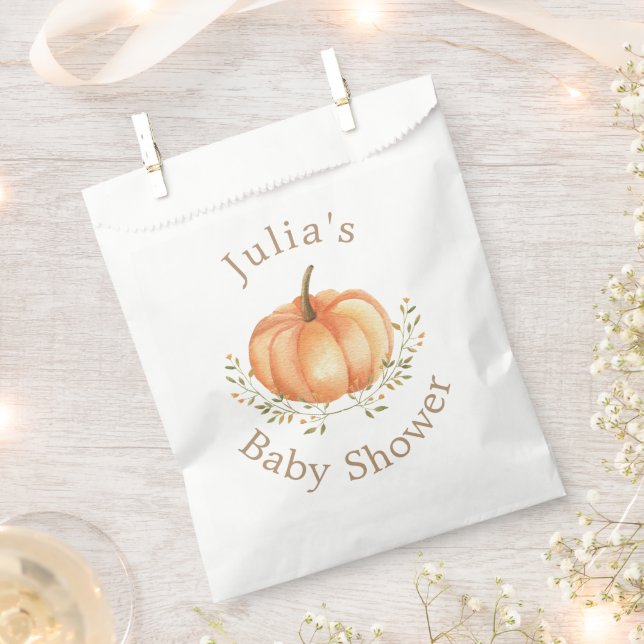 Boho Pumpkin Fall Autumn Foliage Baby Shower  Favour Bag (Clipped)