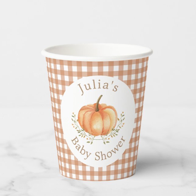 Boho Pumpkin Fall Autumn Foliage Baby Shower  Paper Cups (Front)