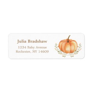 Boho Pumpkin Fall Baby Shower Return Address Return Address Label