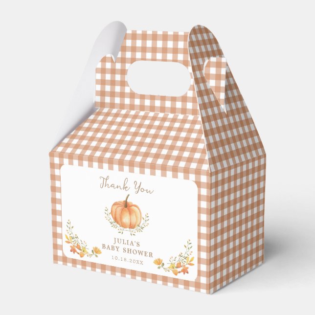 Boho Pumpkin Fall Foliage Baby Shower Favour Box (Front Side)