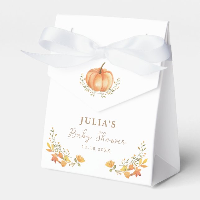 Boho Pumpkin Fall Foliage Baby Shower Favour Box (Front Side)