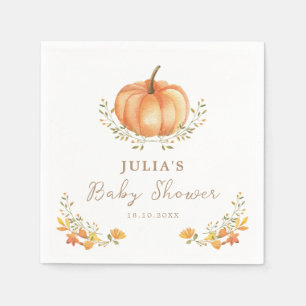 Boho Pumpkin Fall Foliage Baby Shower Napkin