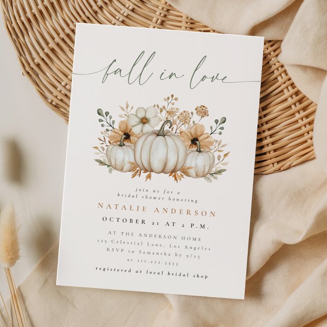 Boho Pumpkin Fall in Love Bridal Shower Invitation (Creator Uploaded)