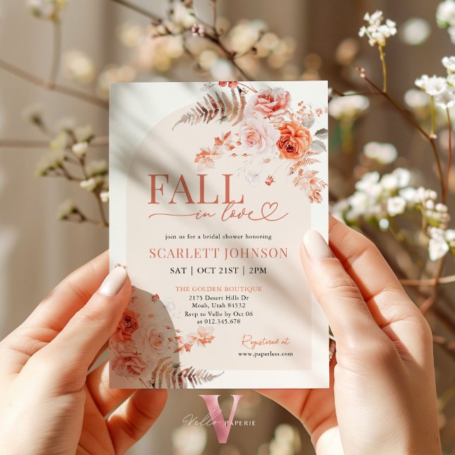 BOHO Pumpkin Fall in Love Bridal Shower Invitation (Creator Uploaded)