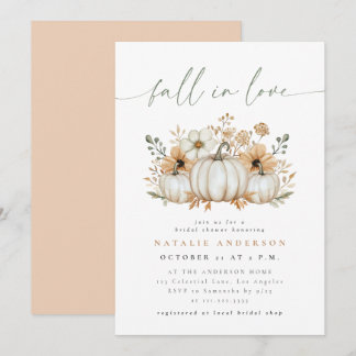 Boho Pumpkin Fall in Love Bridal Shower Invitation