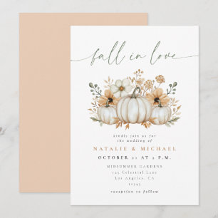 Boho Pumpkin Fall in Love Wedding Invitation