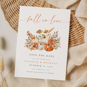 Boho Pumpkin Fall in Love Wedding Save The Date