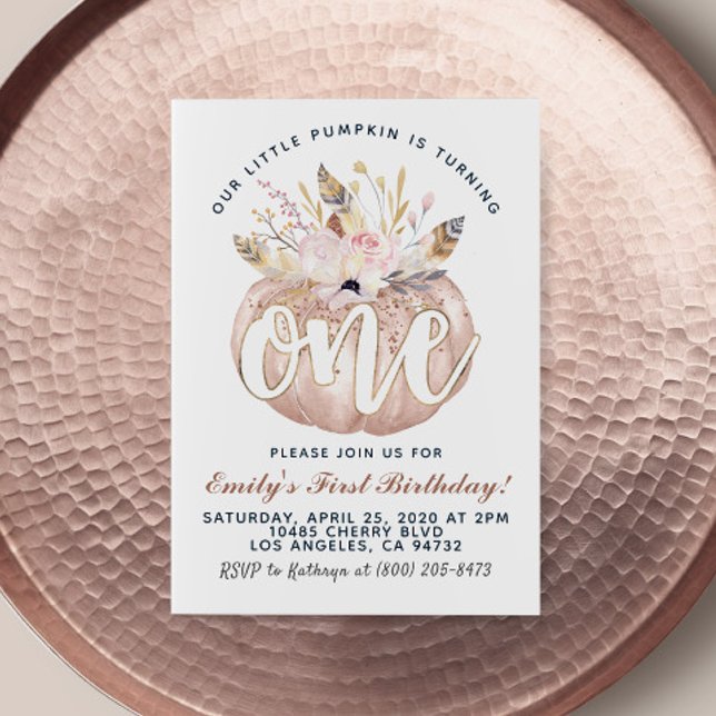 Boho Pumpkin First Birthday Invitation (Creator Uploaded)