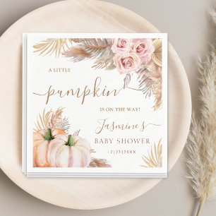 Boho Pumpkin Floral Fall Baby Shower Napkins