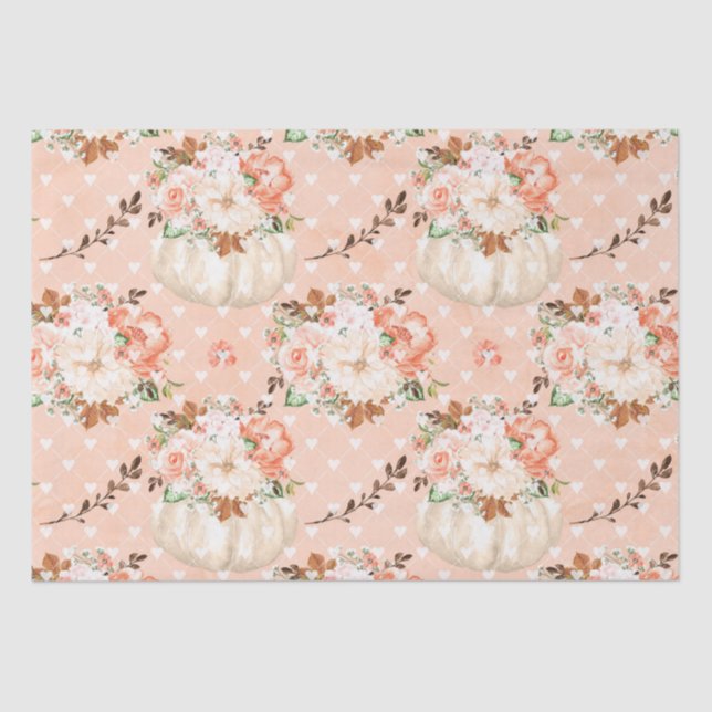 Boho pumpkin hearts flowers tissue paper (Front)