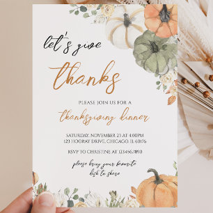 Boho Pumpkin Let's Give Thanks Invitation