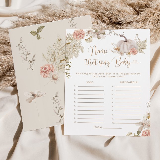 Boho pumpkin Name that song baby shower game (Creator Uploaded)