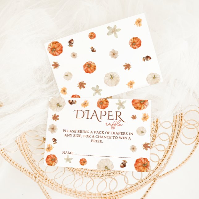 Boho Pumpkin Neutral Cute Diaper Raffle Enclosure Card (Creator Uploaded)