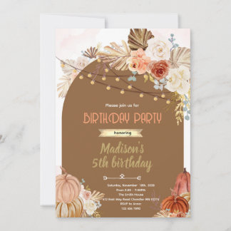 Boho Pumpkin party Invitation