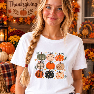 Boho Pumpkin Shirt Cute Fall Pumpkin Pattern Tee