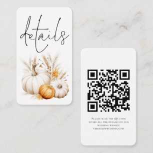 Boho Pumpkins Script QR Code Wedding Details  Enclosure Card