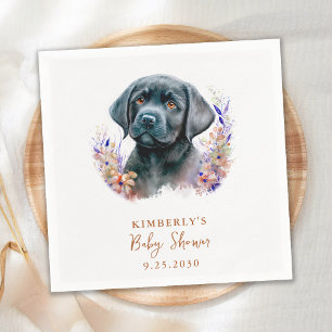 Boho Puppy Dog Modern Terracotta Baby Shower Napkin