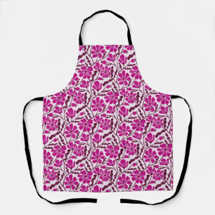 Boho Purple Abstract Floral Pattern Apron