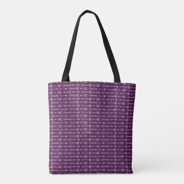 Boho Purple Arrow Pattern Tote Bag – Stylish (Back)