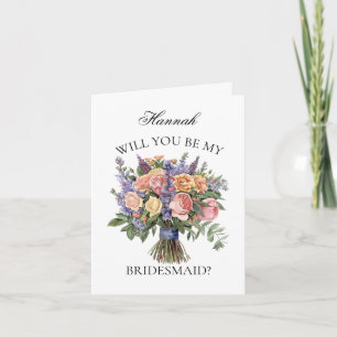 Boho Purple Bouquet Bridesmaid Proposal Invitation