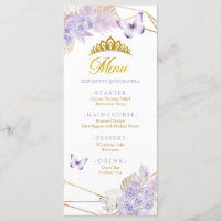 Boho Purple Butterfly Floral Princesa Quinceañera