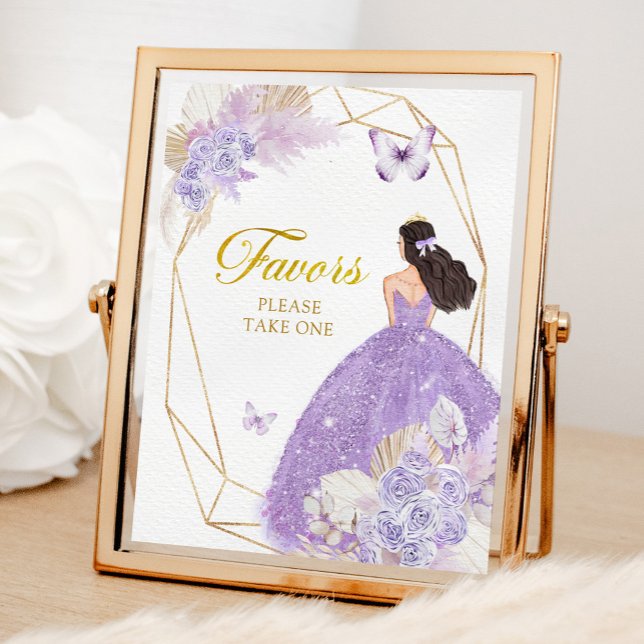Boho Purple Butterfly Quinceañera Favours Poster (Creator Uploaded)
