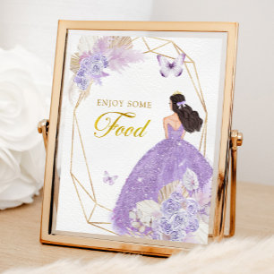 Boho Purple Butterfly Quinceañera Food Poster
