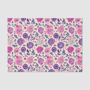Boho Purple Floral Botanical Tissue Paper