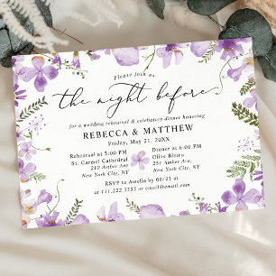 Boho Purple Floral The Night Before Wedding Invitation