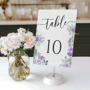 Boho Purple Floral Wedding Table Number