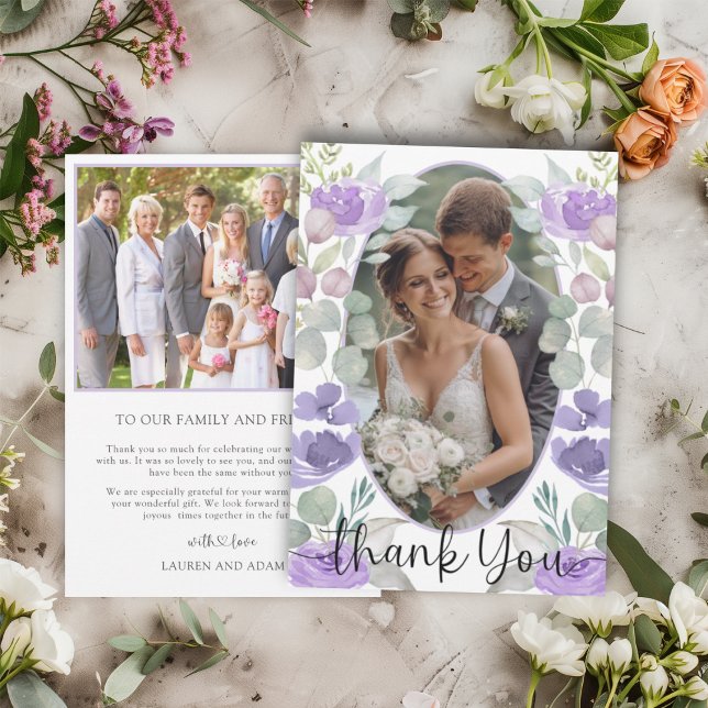 Boho Purple Floral Wedding Thank You (Creator Uploaded)